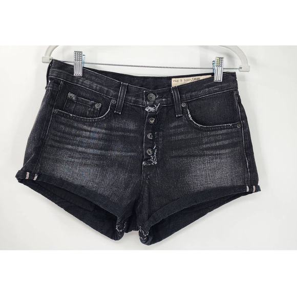 Rag & Bone Marilyn Fly Short Black Exposed Button Shorts Size 25 Revolve - Picture 4 of 9